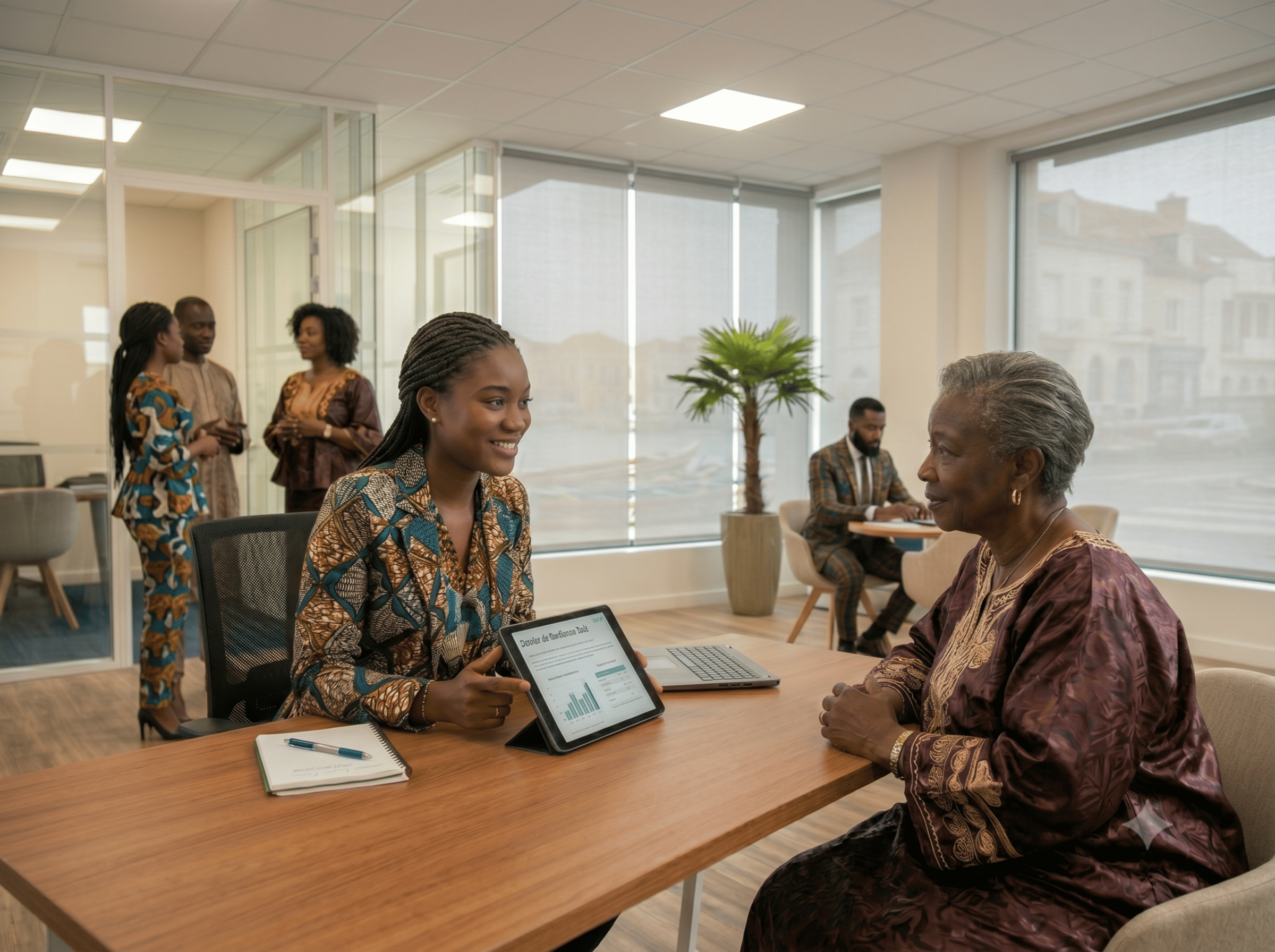 Conseillère BIMAO accompagnant un client particulier
